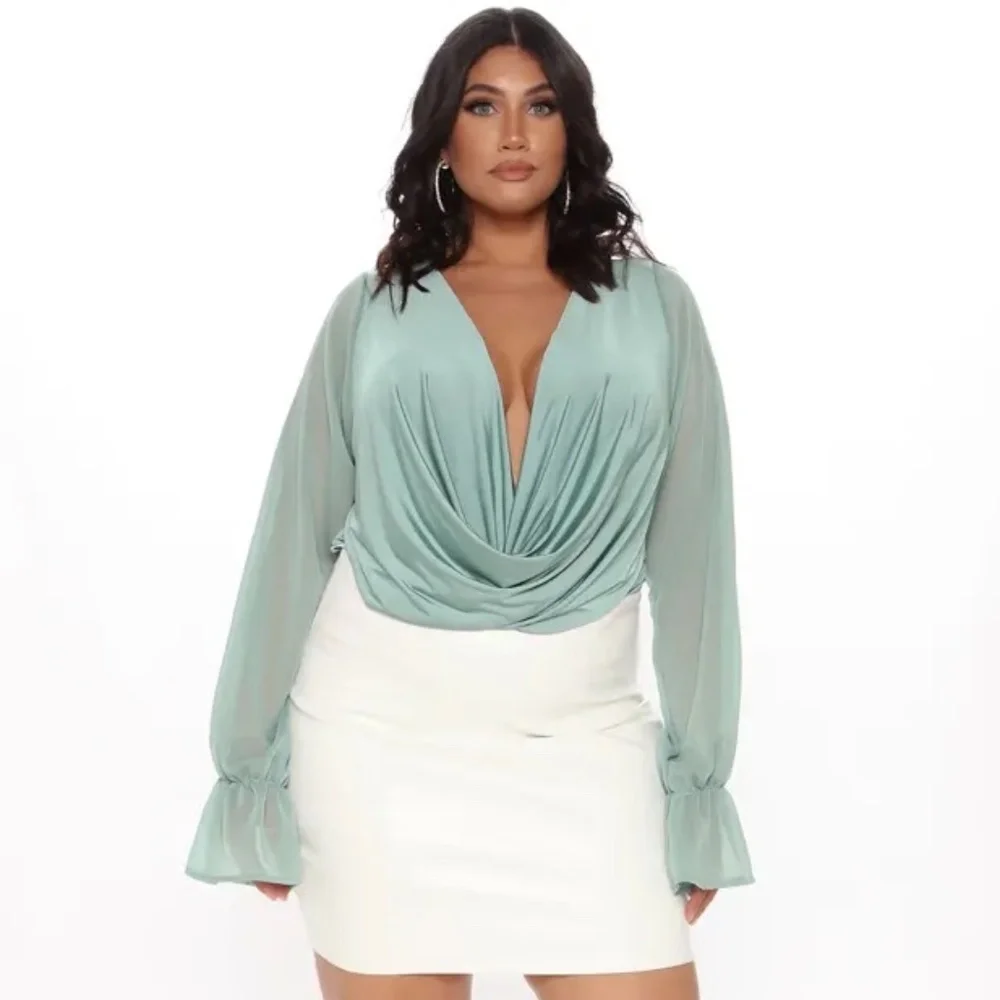 NWT Fashion Nova Anything Could Draped Bodysuit - size 2X - Picture 2 of 8